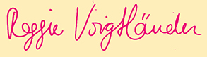 Handgeschreven signatuur Reggie Voigtländer - kunst en coaching bedrijf als visuele branding